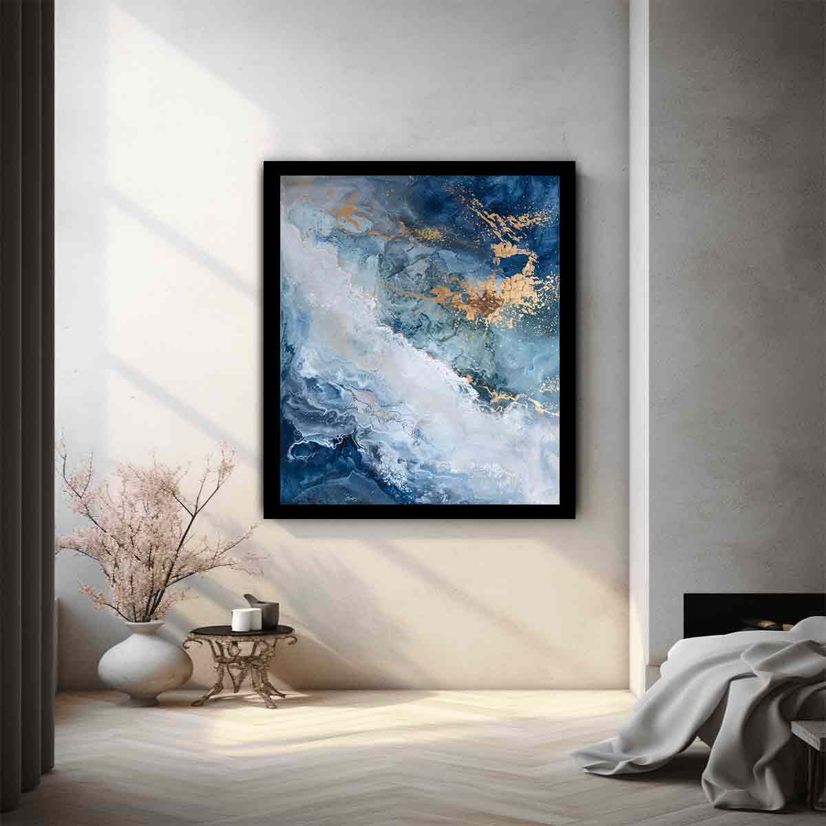 Blue Gold  Luxury Painting  Canvas Art Print-1