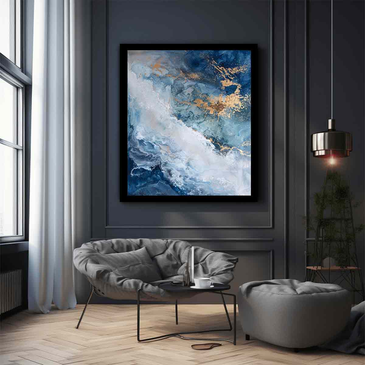 Blue Gold  Luxury Painting  Canvas Art Print-2