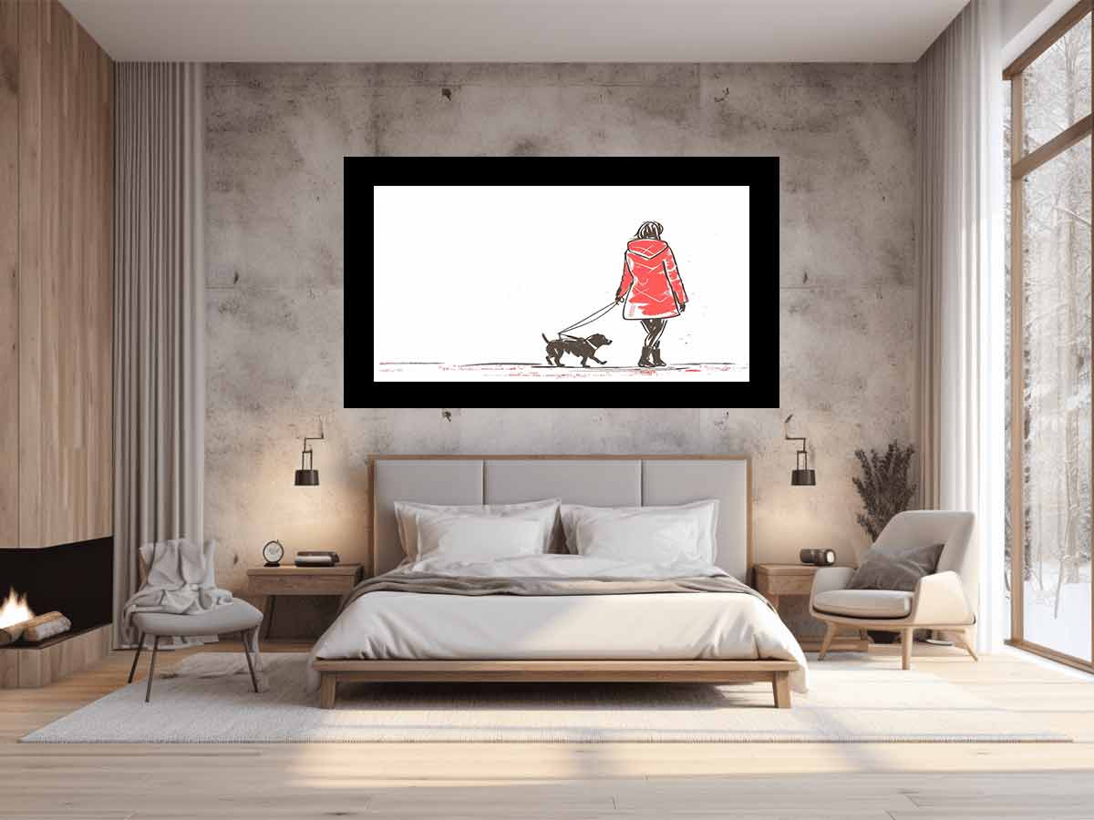 Walk With  Dog Canvas Art Print-1
