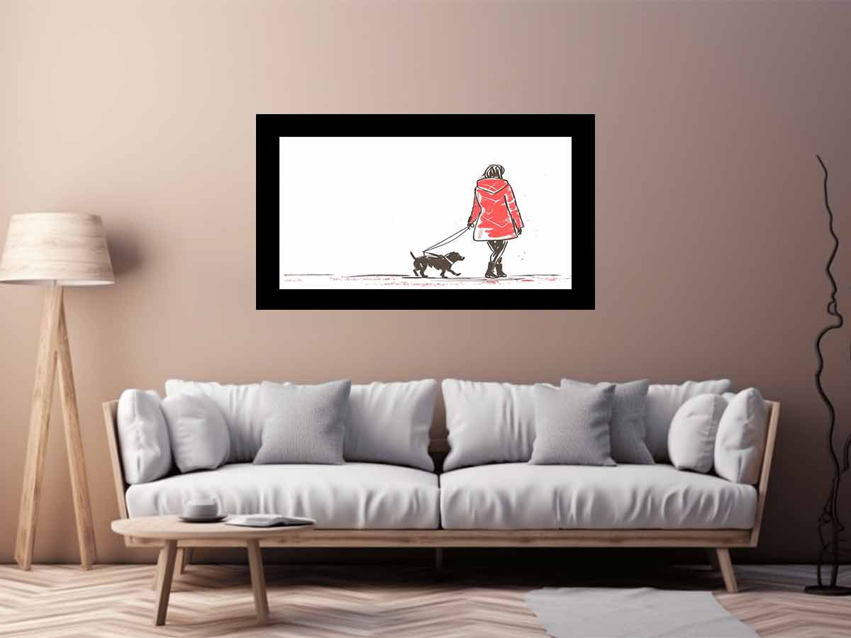 Walk With  Dog Canvas Art Print-2