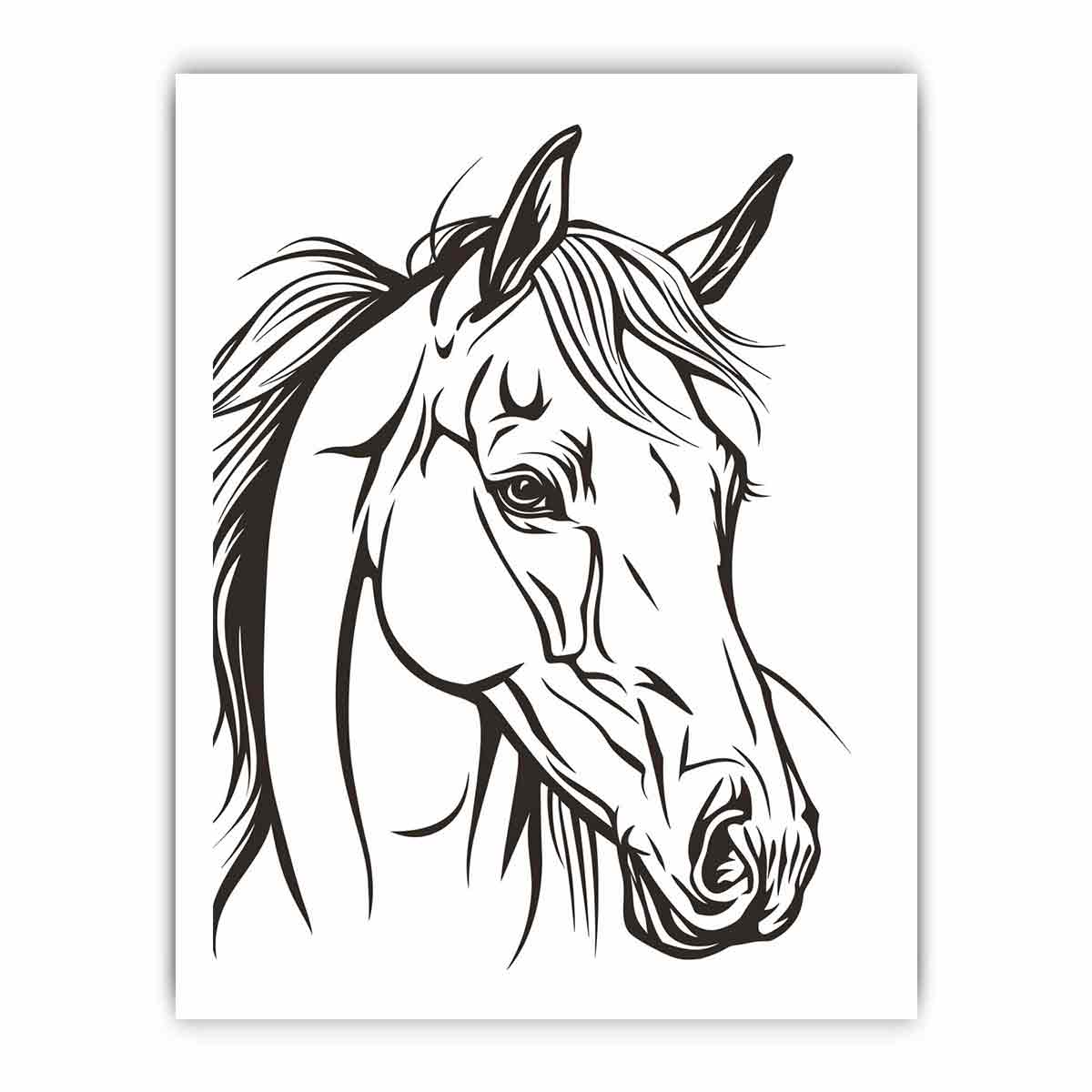 Horse  Line Art Balck white Canvas Art Print-8