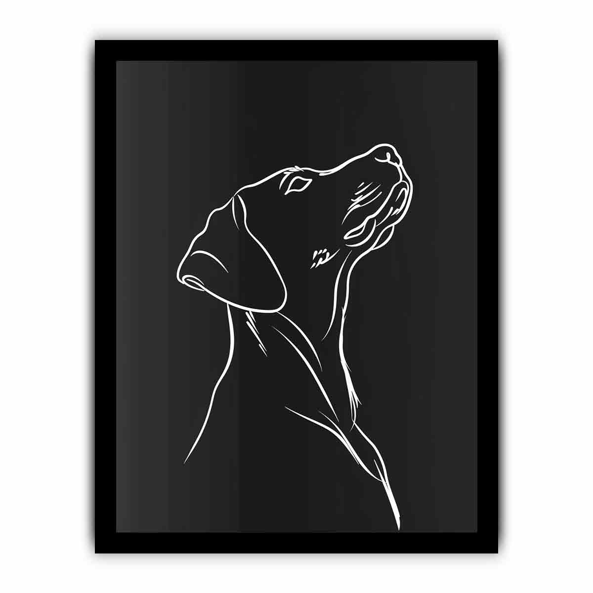 Dog Line art  Canvas Framed  Print-7