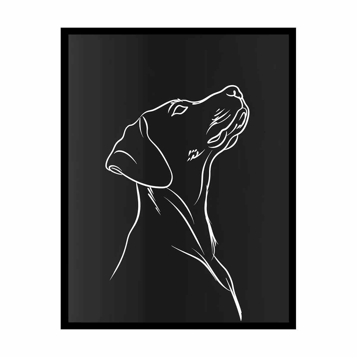 Dog Line art  Canvas Framed  Print-4