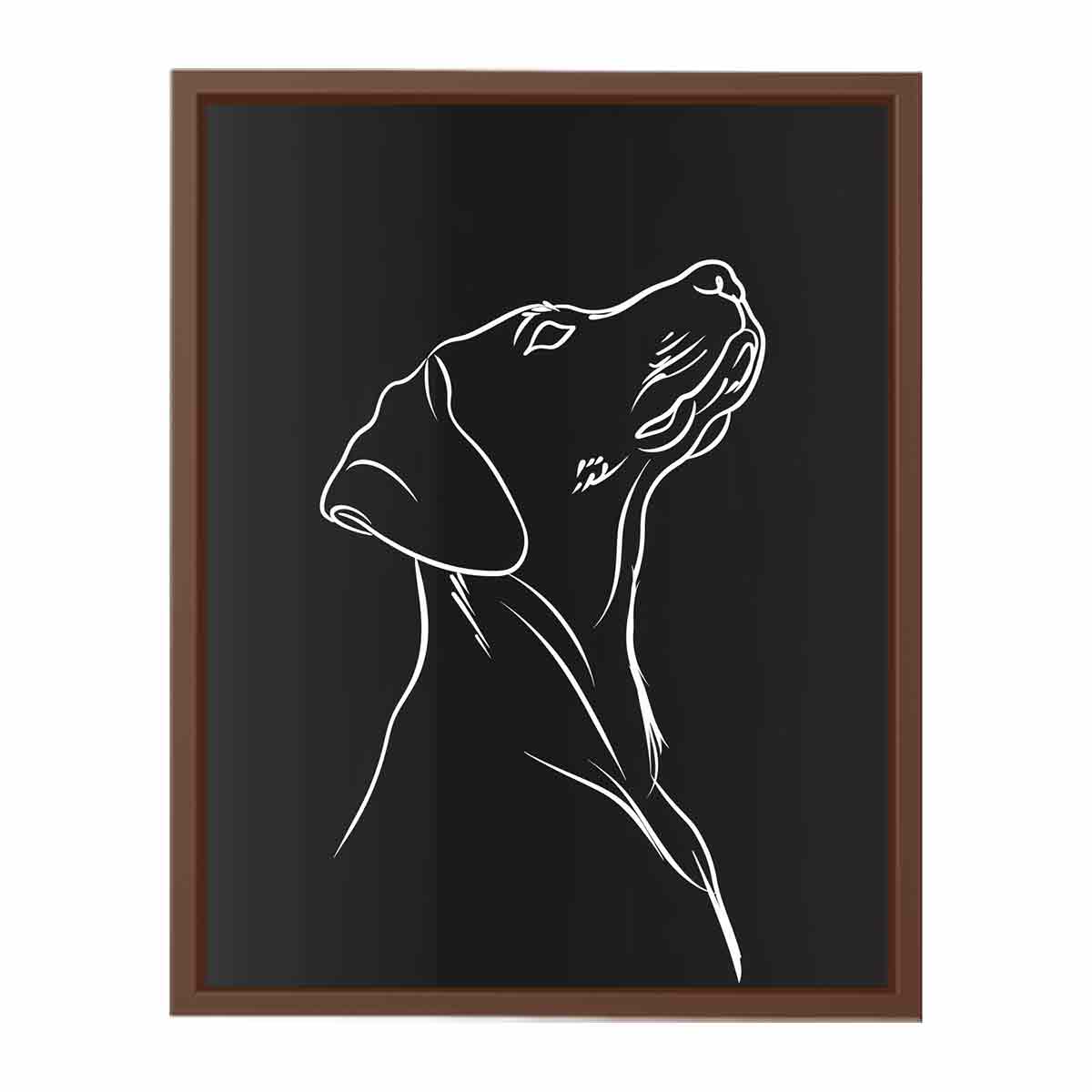 Dog Line art  Canvas Framed  Print-6