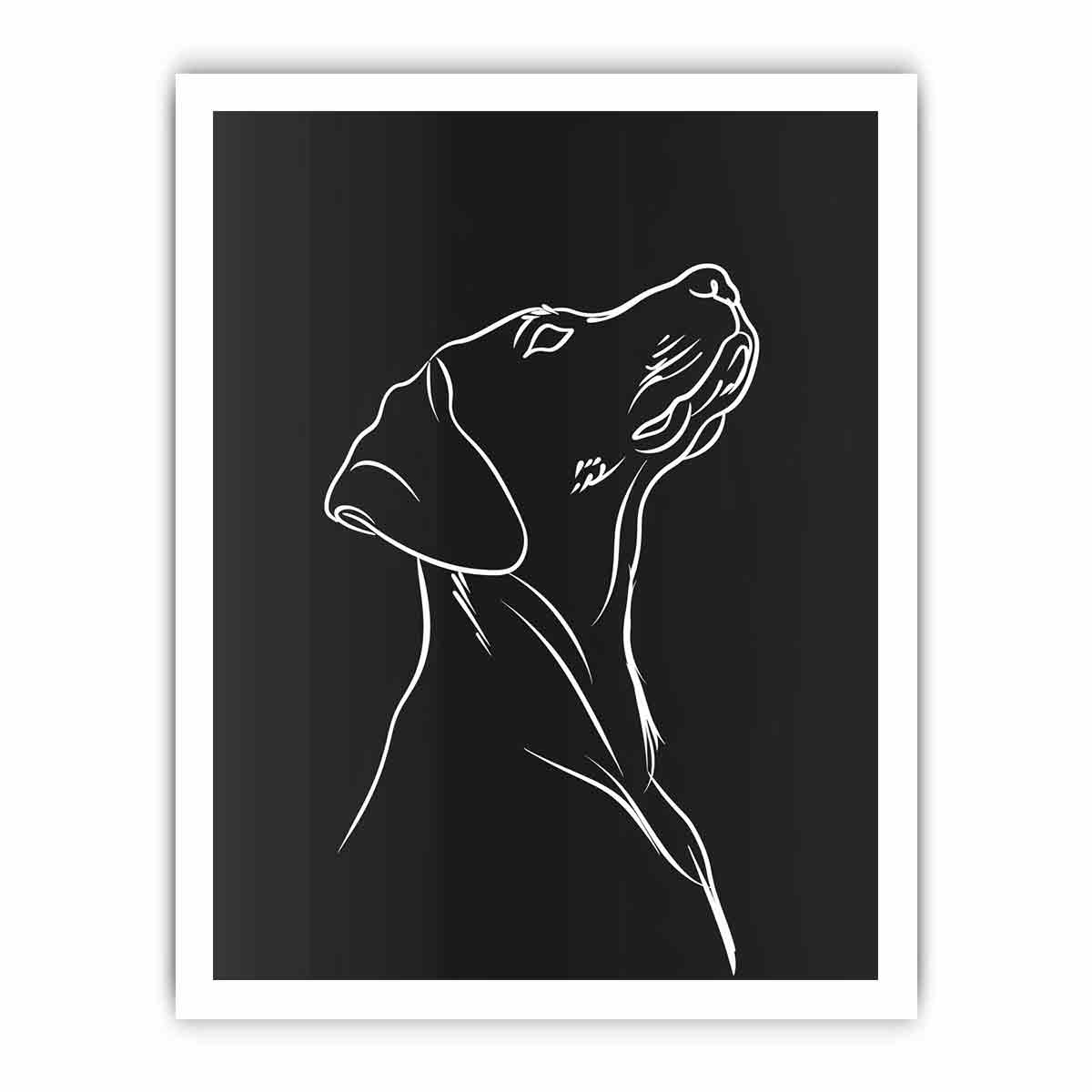 Dog Line art  Canvas Framed  Print-8
