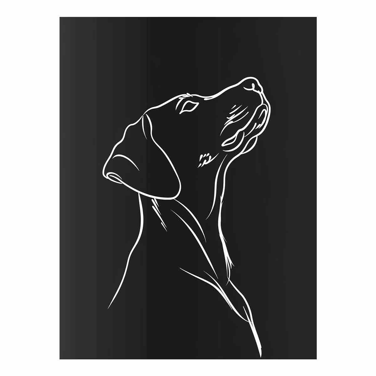 Dog Line art  Canvas Framed  Print-0