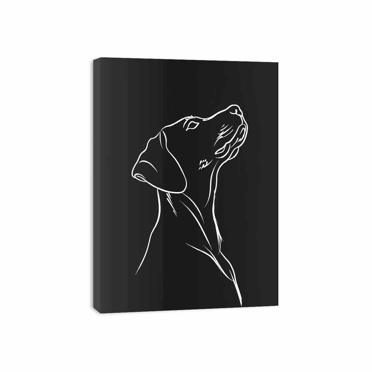 Dog Line art  Canvas Framed  Print-3