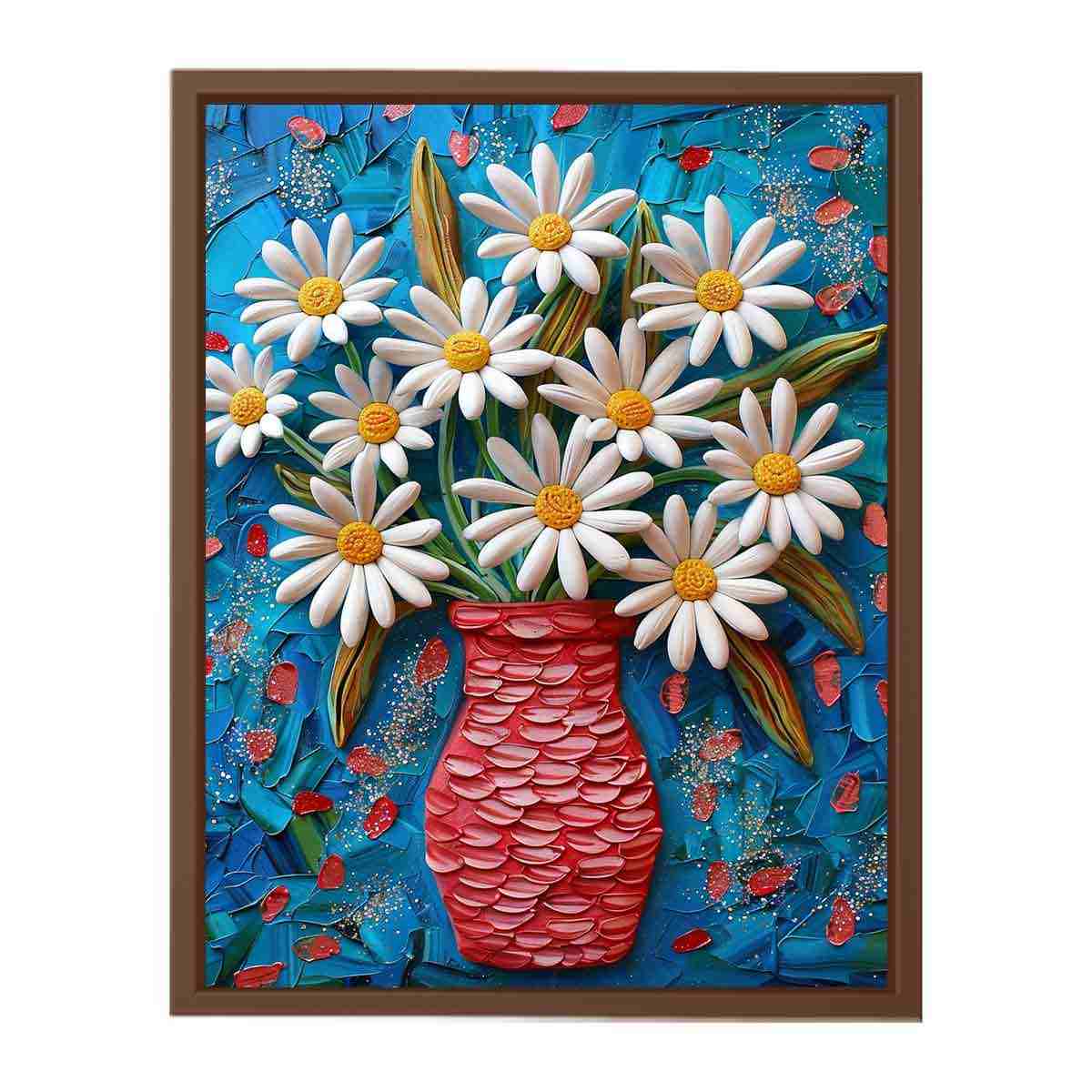 White Daisies  Flower Painting  Canvas Art Print-6