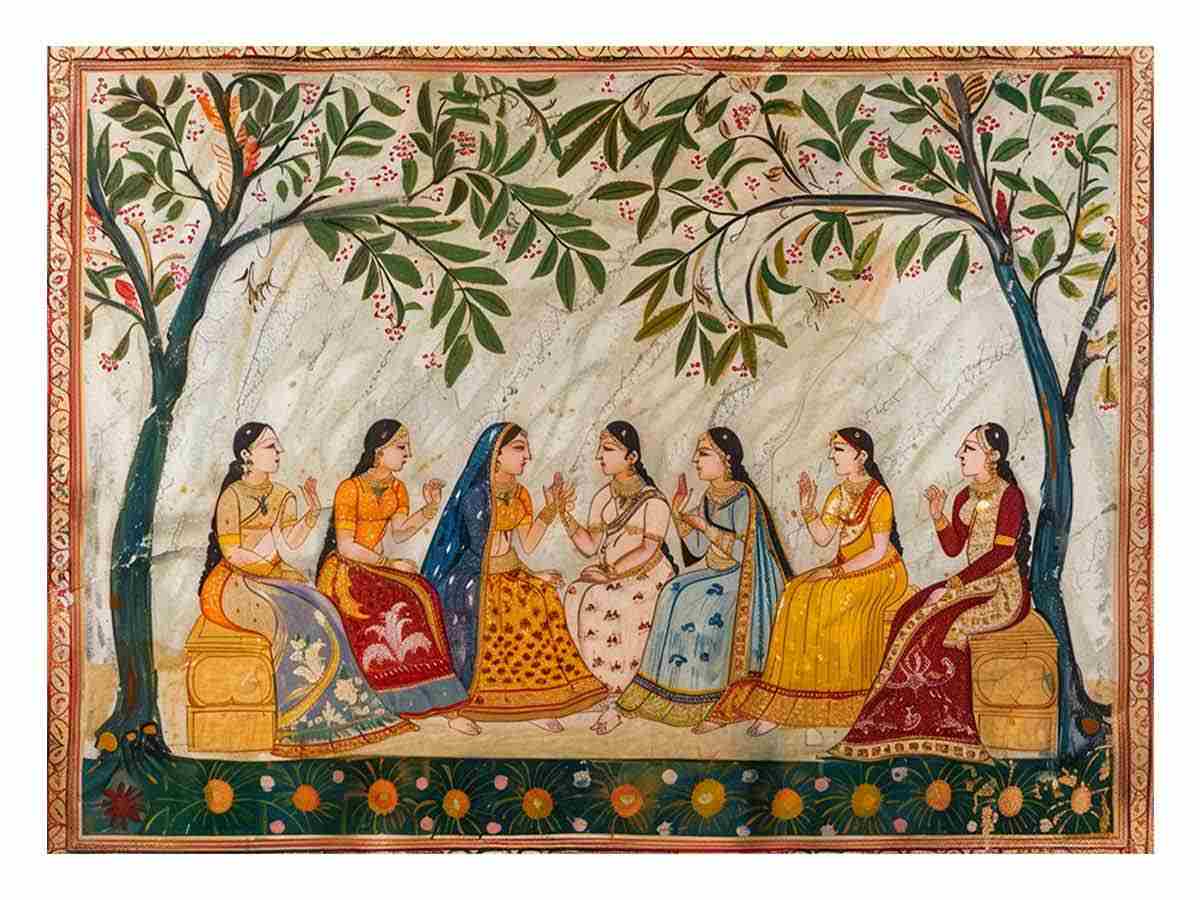 India Wedding  Meet  Vinatge Canvas Art Print-0