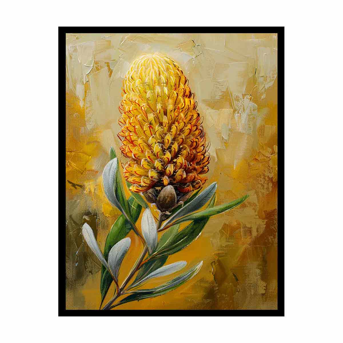 Banksia flower Painting Canvas Art Print-4