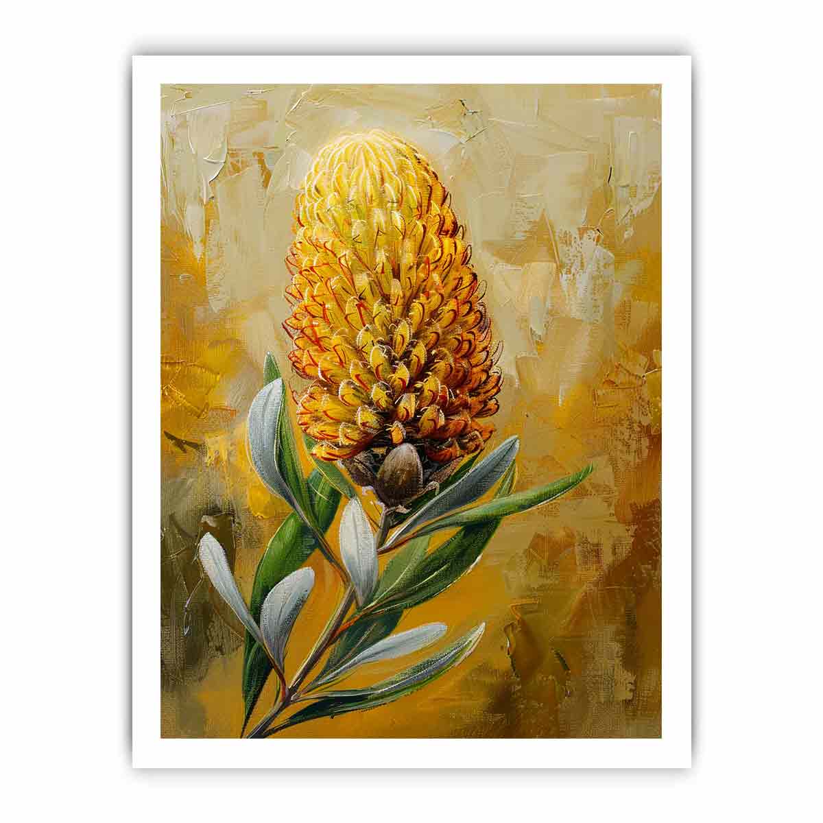 Banksia flower Painting Canvas Art Print-8