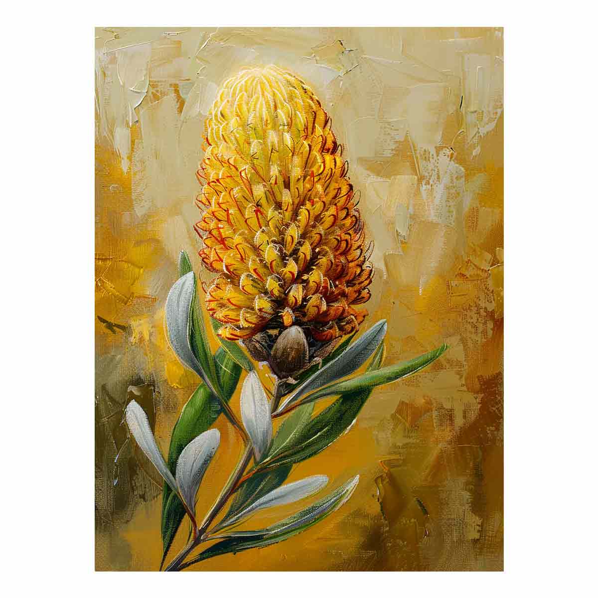 Banksia flower Painting Canvas Art Print-0