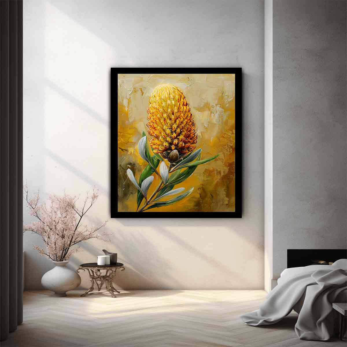 Banksia flower Painting Canvas Art Print-1