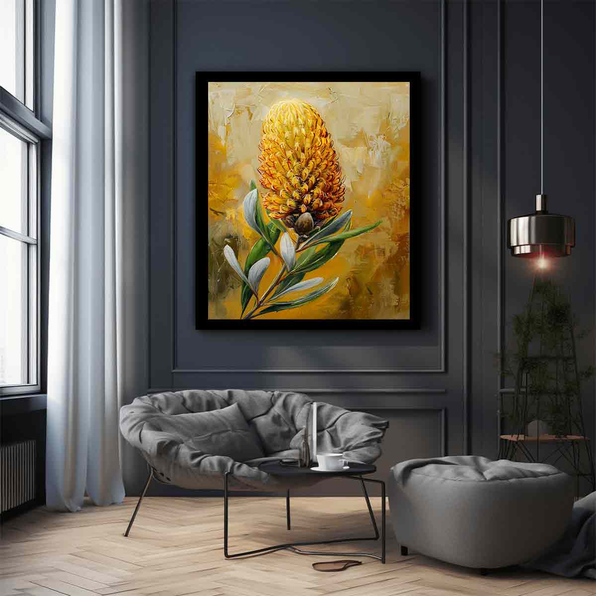 Banksia flower Painting Canvas Art Print-2