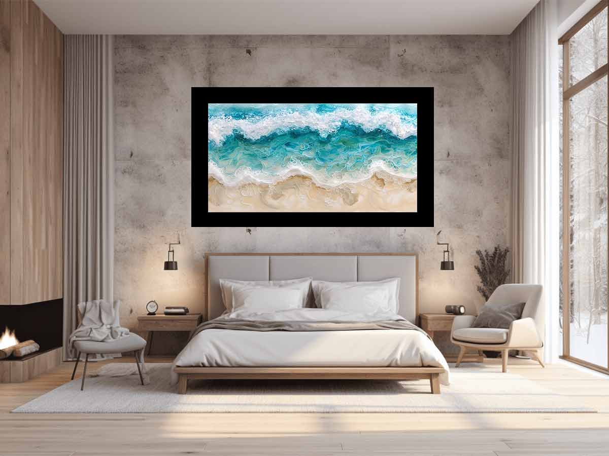 Birds Eye View Beach Canvas  Painting Print-1