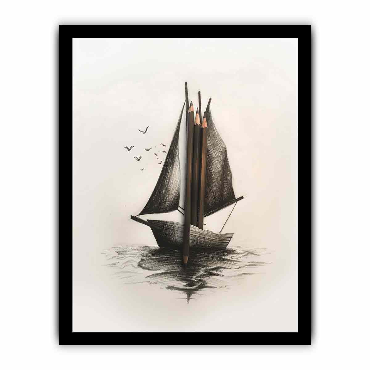 Saling Boat  Art Canvas Art Print-7