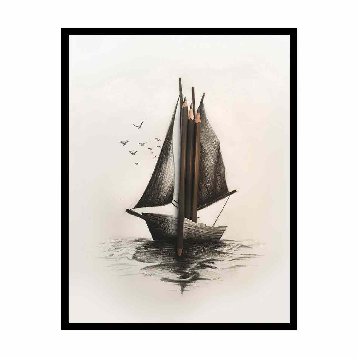Saling Boat  Art Canvas Art Print-4
