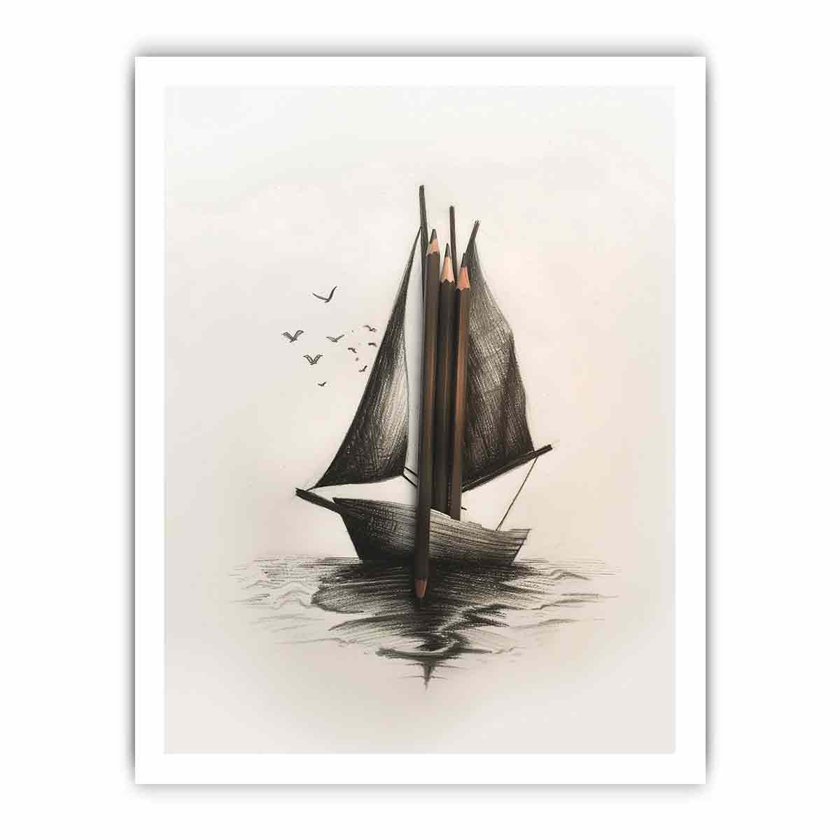 Saling Boat  Art Canvas Art Print-8