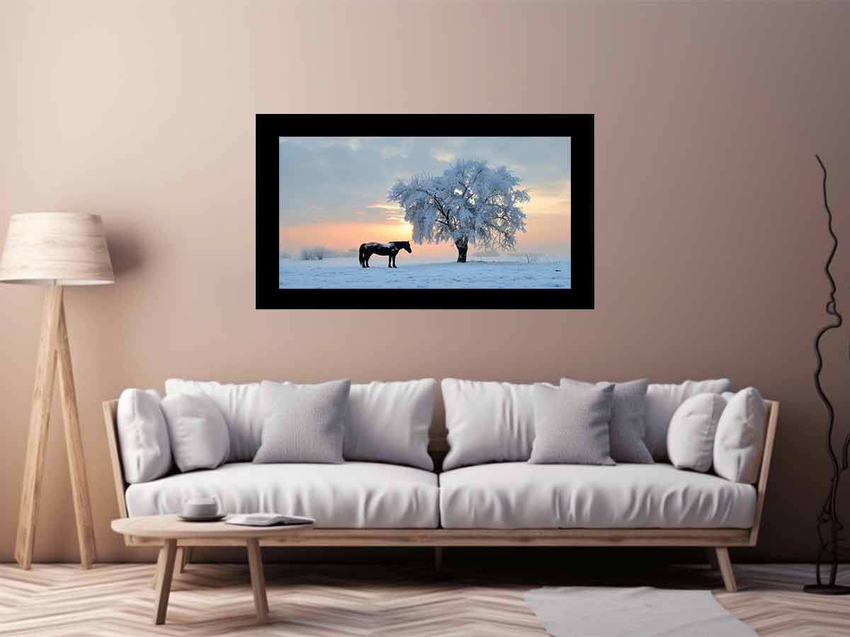 Horse In Winter  Canvas Art Print-2