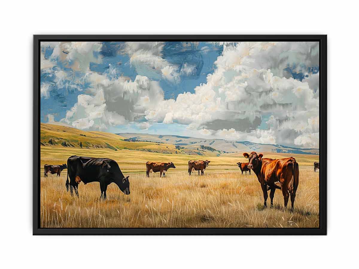 Cows Canvas Art Painting Print-4