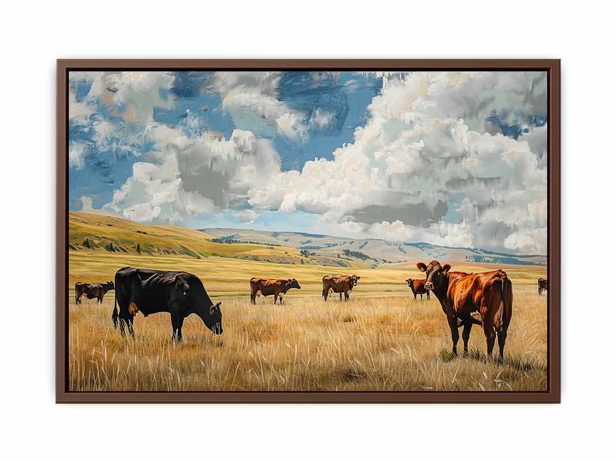 Cows Canvas Art Painting Print-6