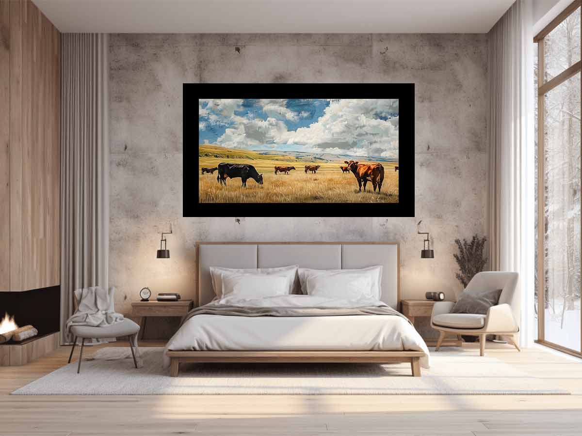 Cows Canvas Art Painting Print-1