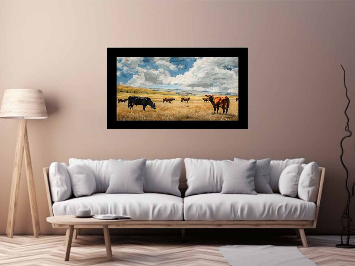Cows Canvas Art Painting Print-2