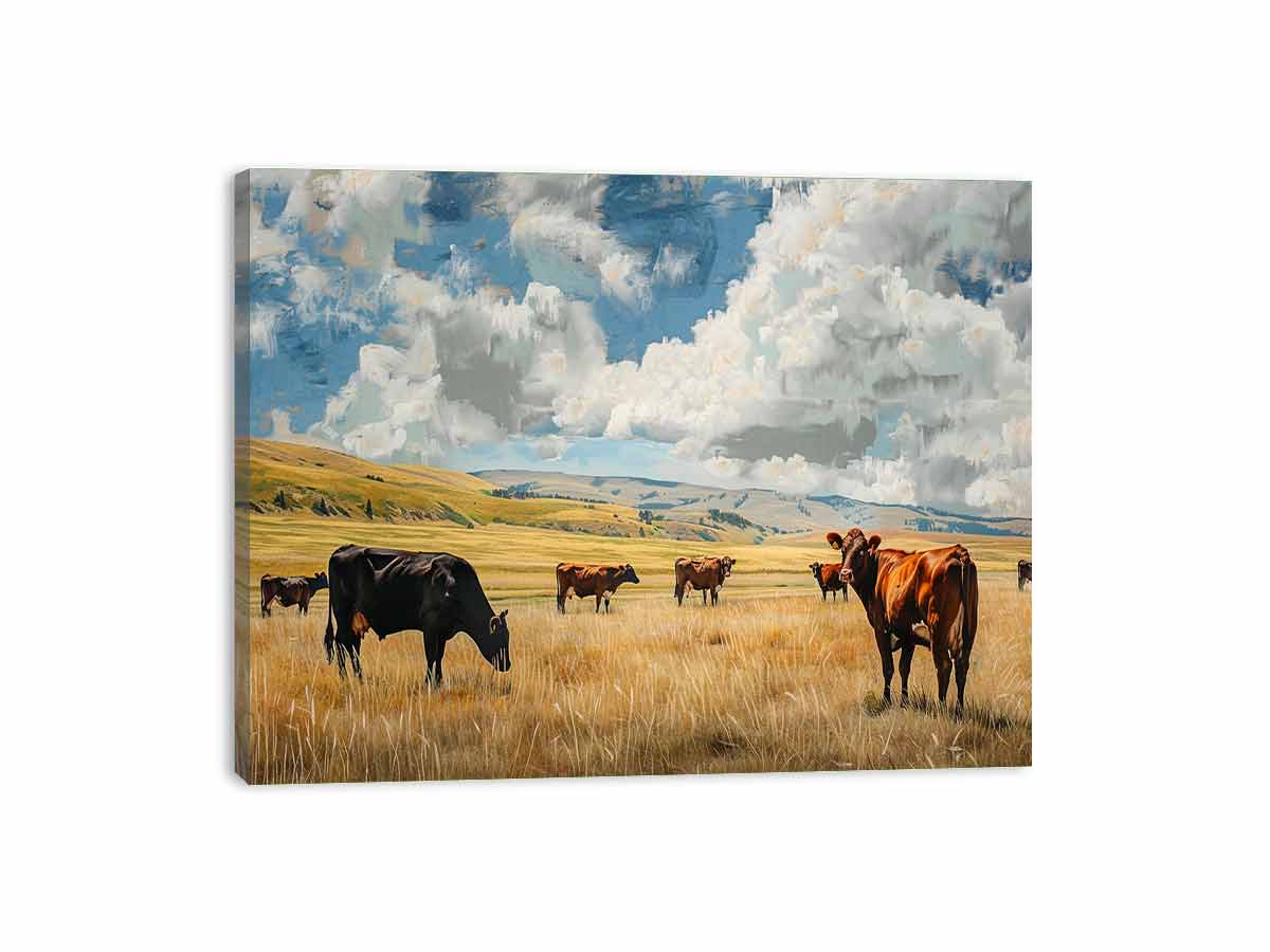 Cows Canvas Art Painting Print-3
