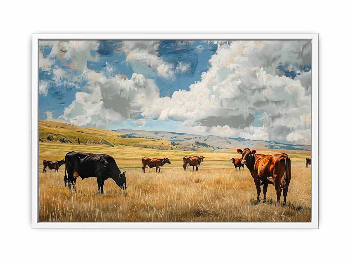 Cows Canvas Art Painting Print-5