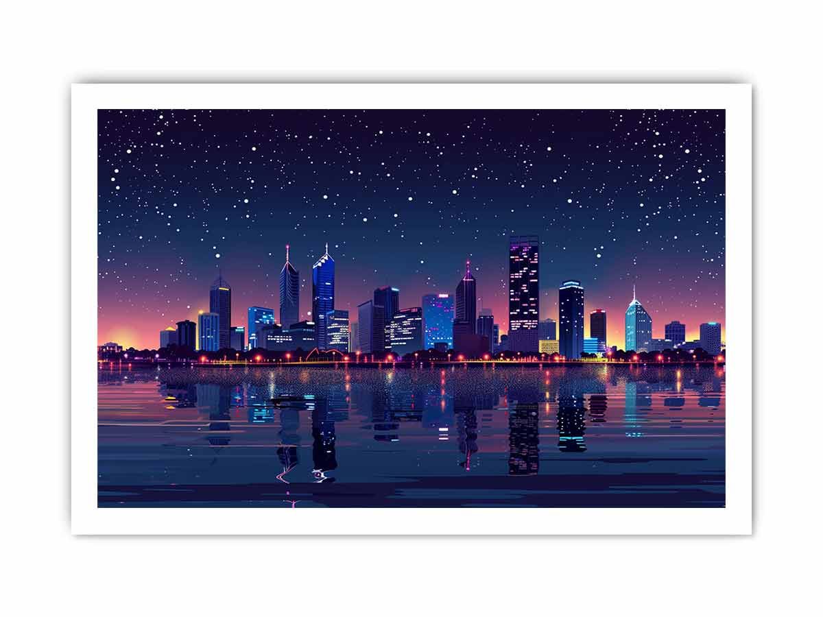 City Night  Skyline Glaxy Canvas Art Print-8