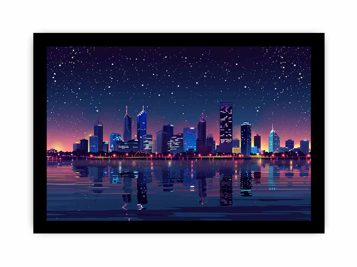 City Night  Skyline Glaxy Canvas Art Print-7