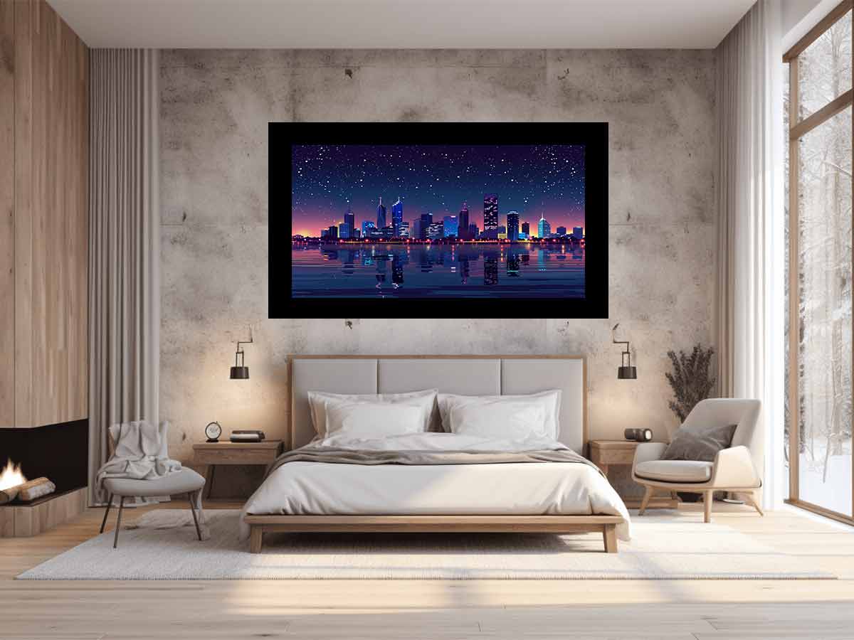 City Night  Skyline Glaxy Canvas Art Print-1
