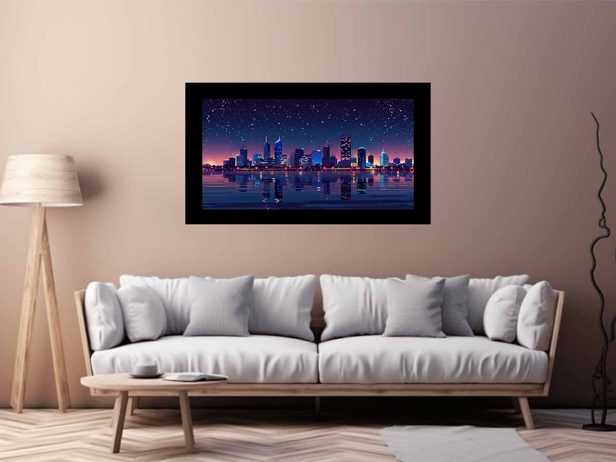 City Night  Skyline Glaxy Canvas Art Print-2