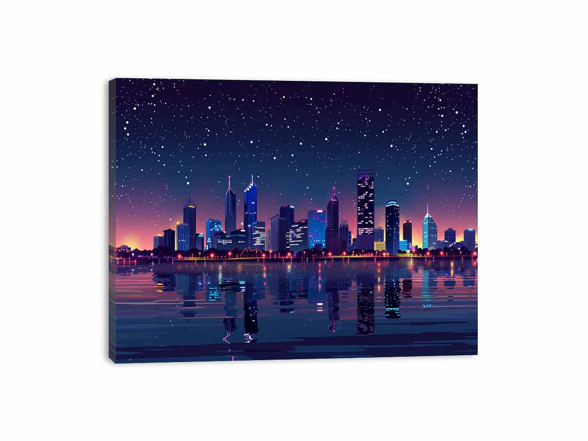 City Night  Skyline Glaxy Canvas Art Print-3