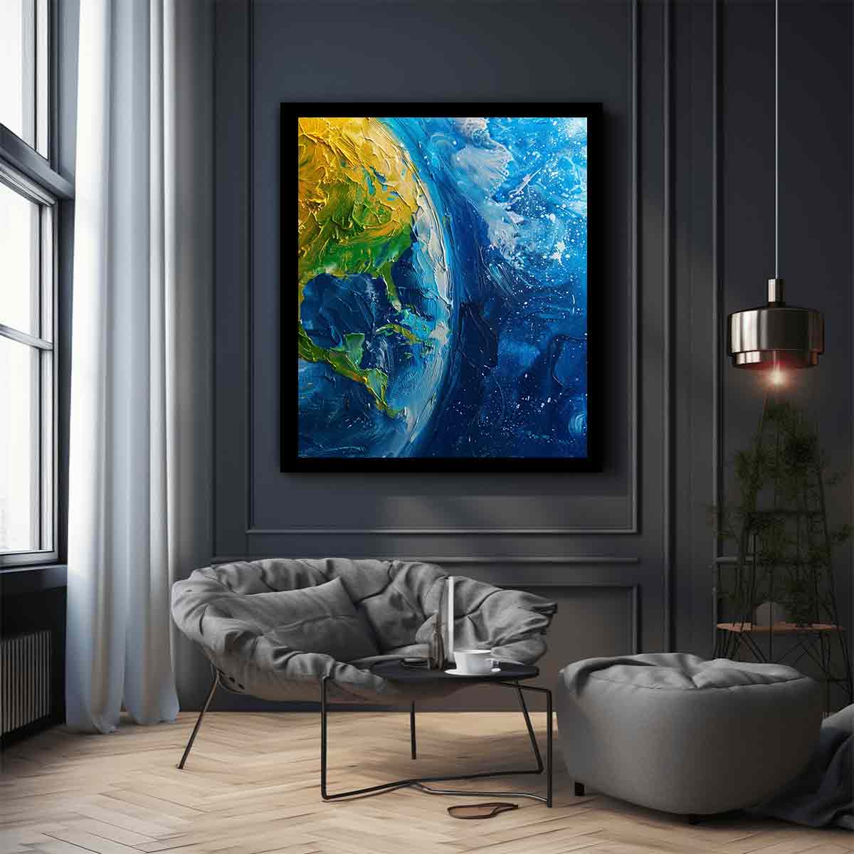 Blue Mother Earth painting  Canvas Art Print-2