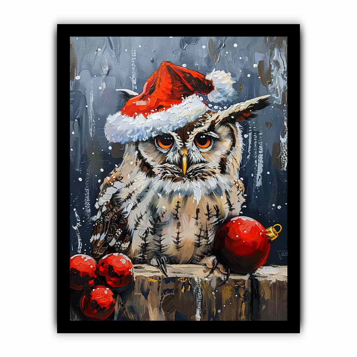 Lovely Owl  Christmas Canvas Art Print-7