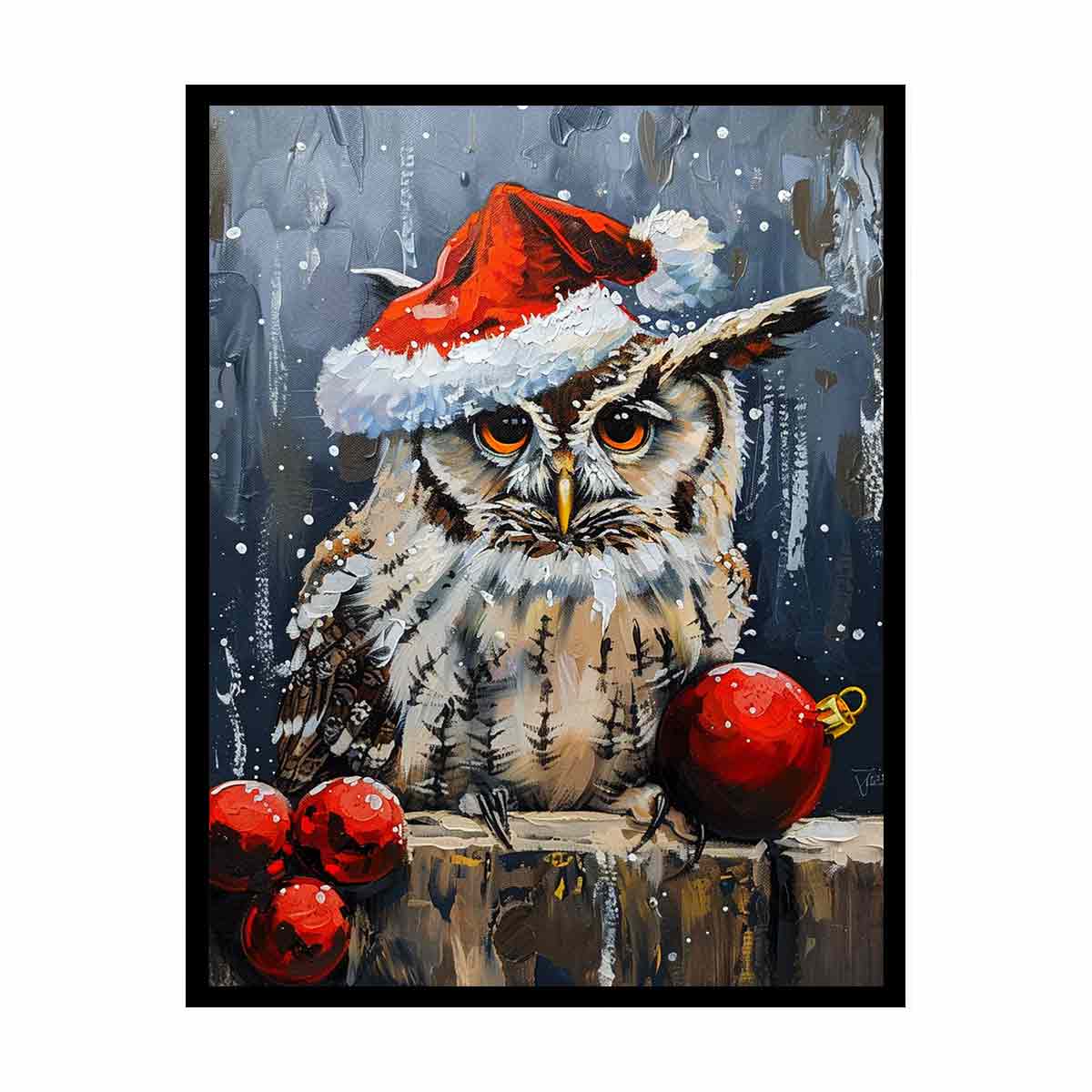 Lovely Owl  Christmas Canvas Art Print-4