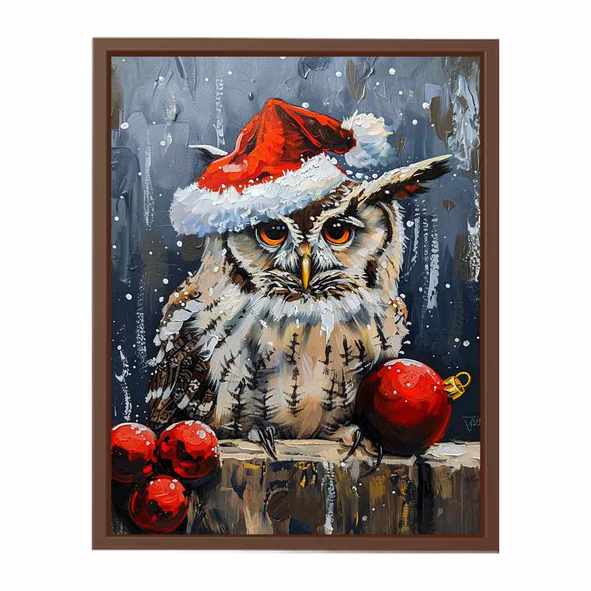 Lovely Owl  Christmas Canvas Art Print-6