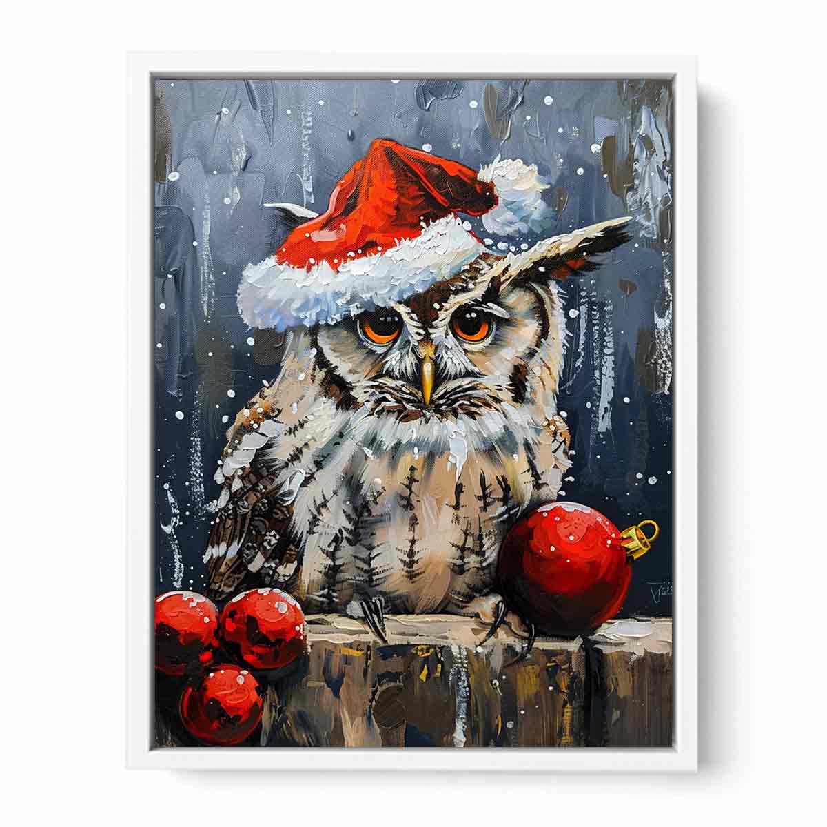 Lovely Owl  Christmas Canvas Art Print-5
