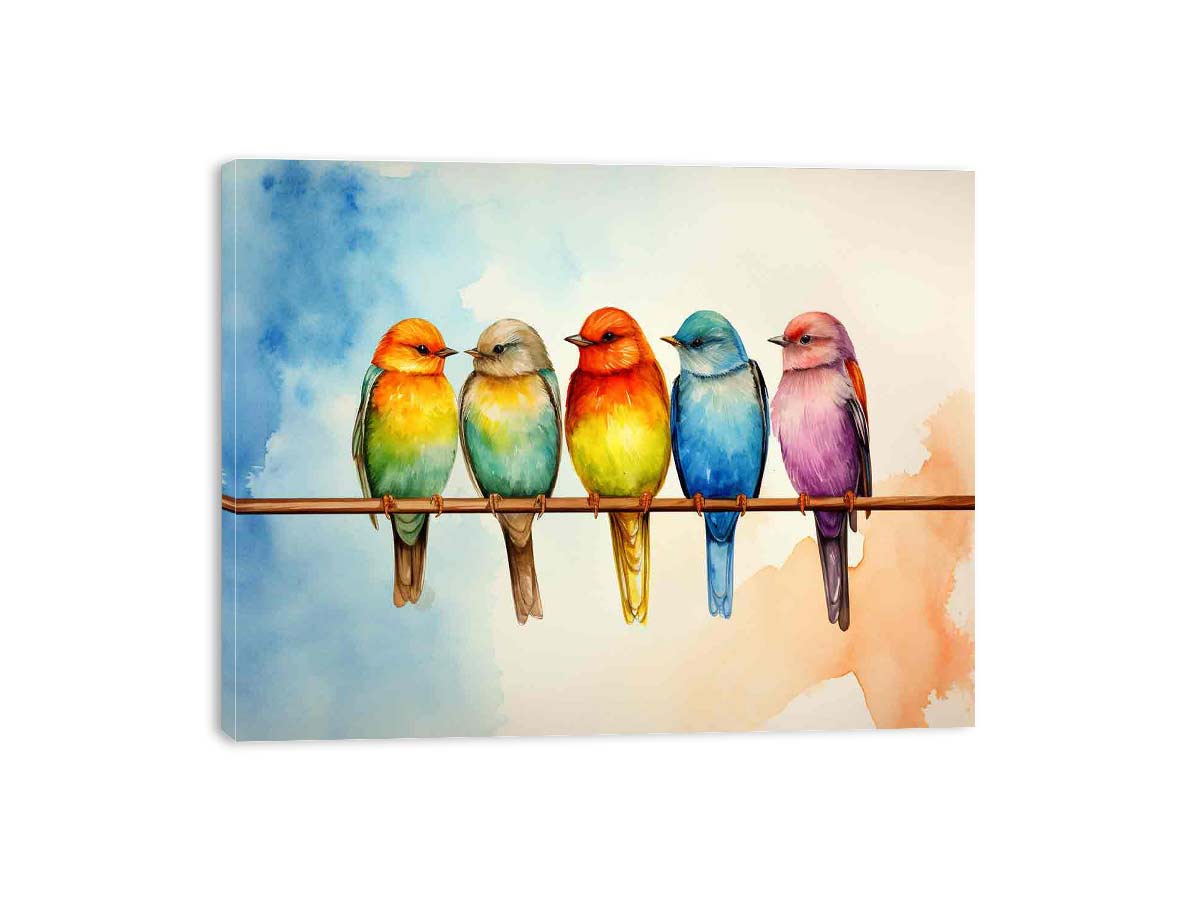 Birds On Wire Canvas Art Print-3