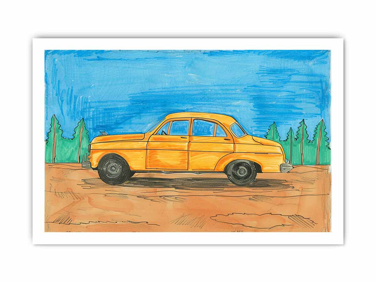 Cute Taxi Canvas Painting Art Print-8