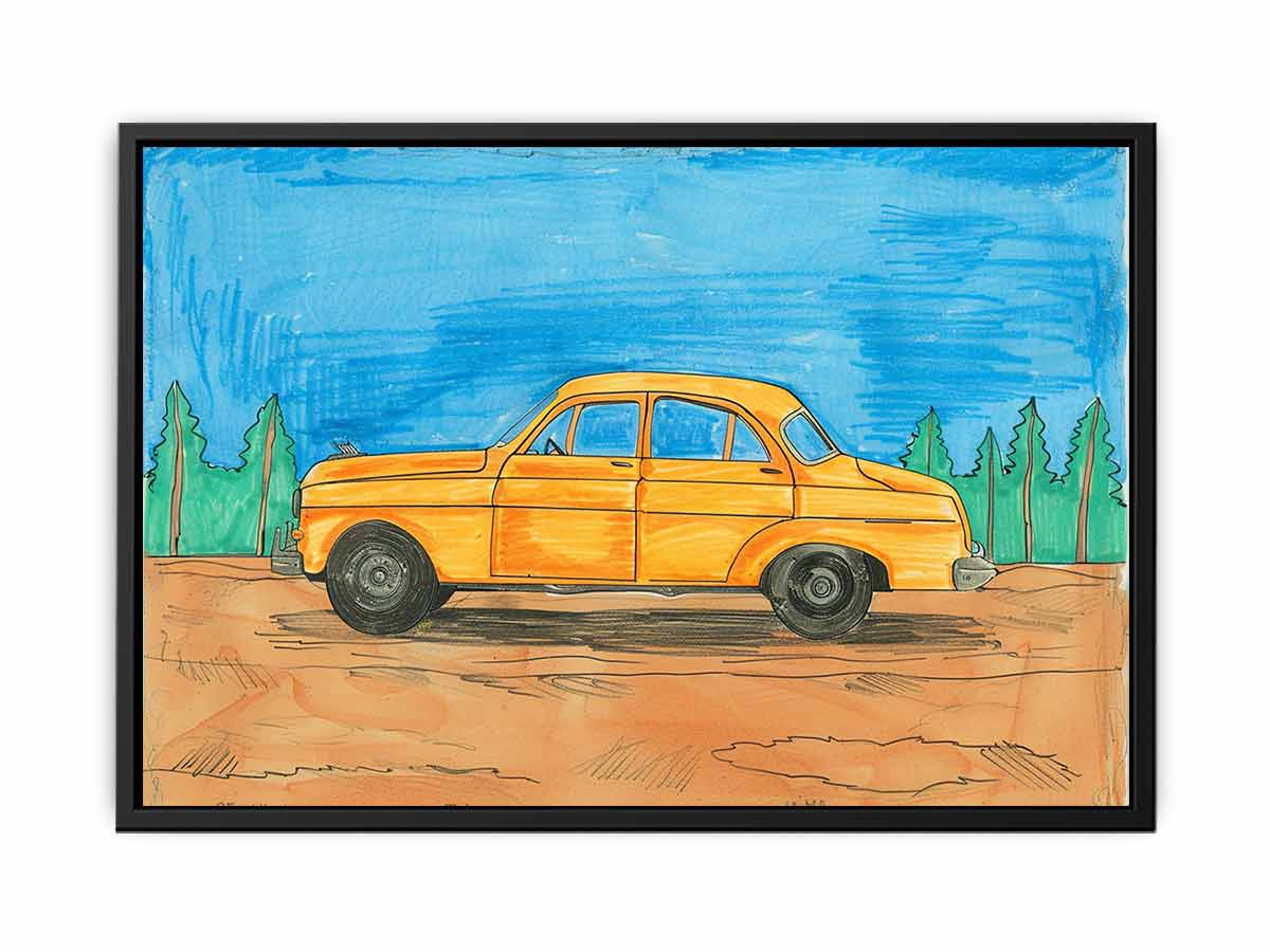 Cute Taxi Canvas Painting Art Print-4