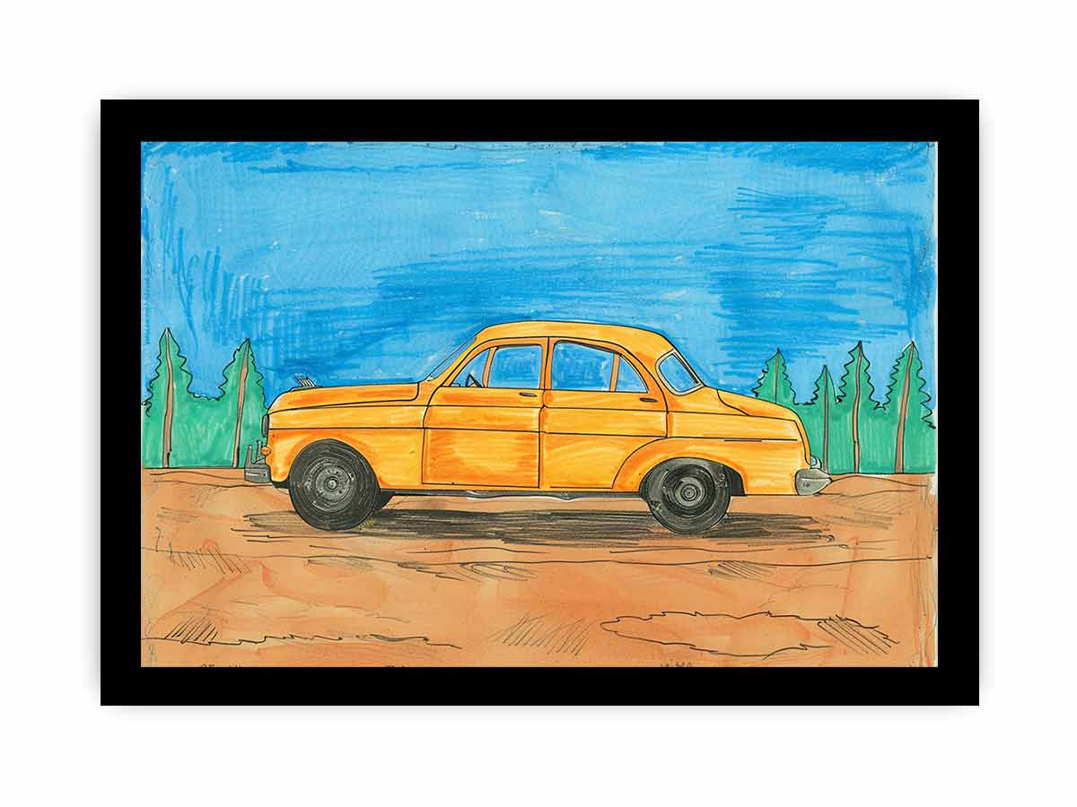 Cute Taxi Canvas Painting Art Print-7