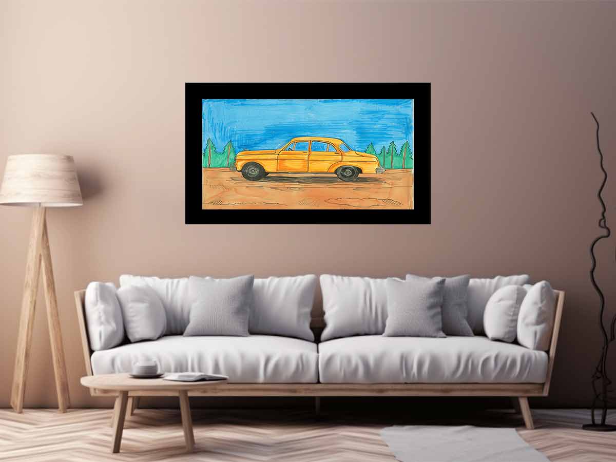 Cute Taxi Canvas Painting Art Print-2