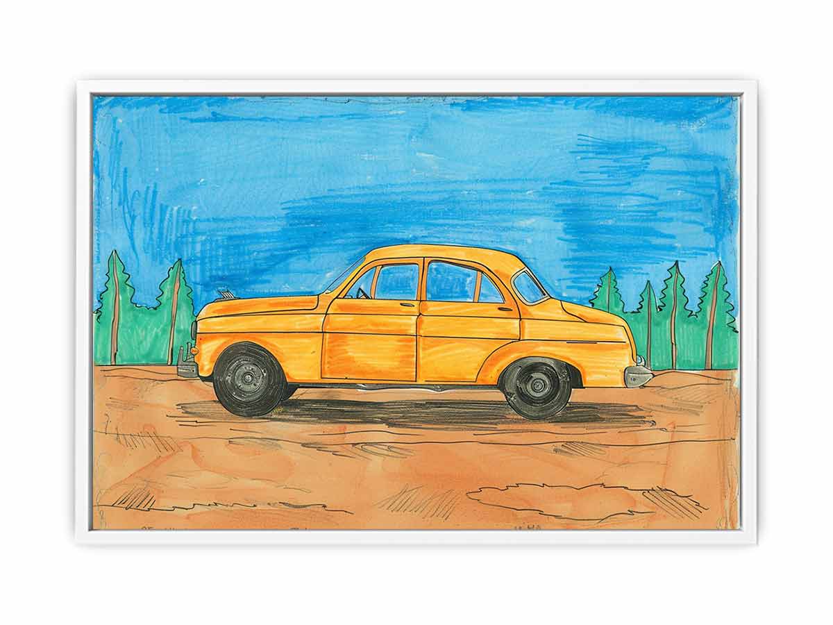 Cute Taxi Canvas Painting Art Print-5