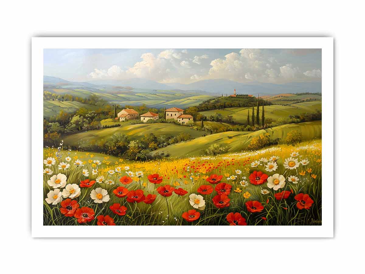 Sunflower Field Canvas Painting Art Print-8