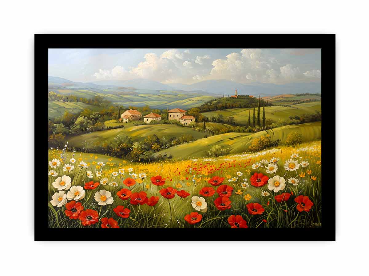 Sunflower Field Canvas Painting Art Print-7
