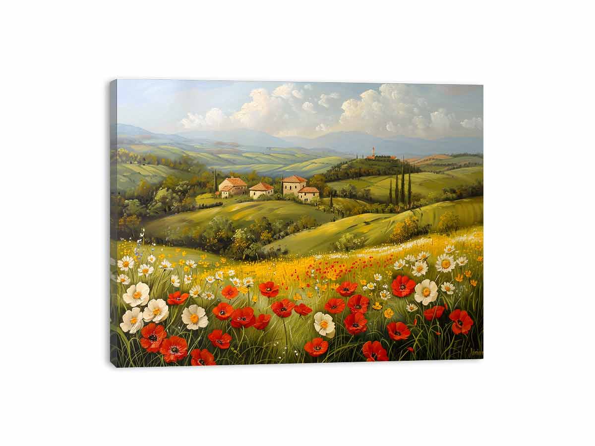 Sunflower Field Canvas Painting Art Print-3
