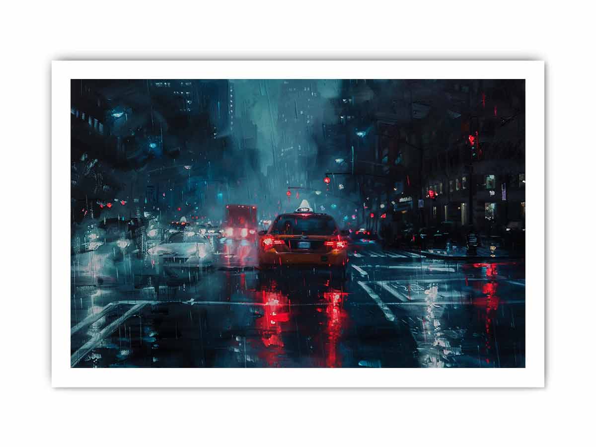 Rain Drive   Canvas Painting Art Print-8