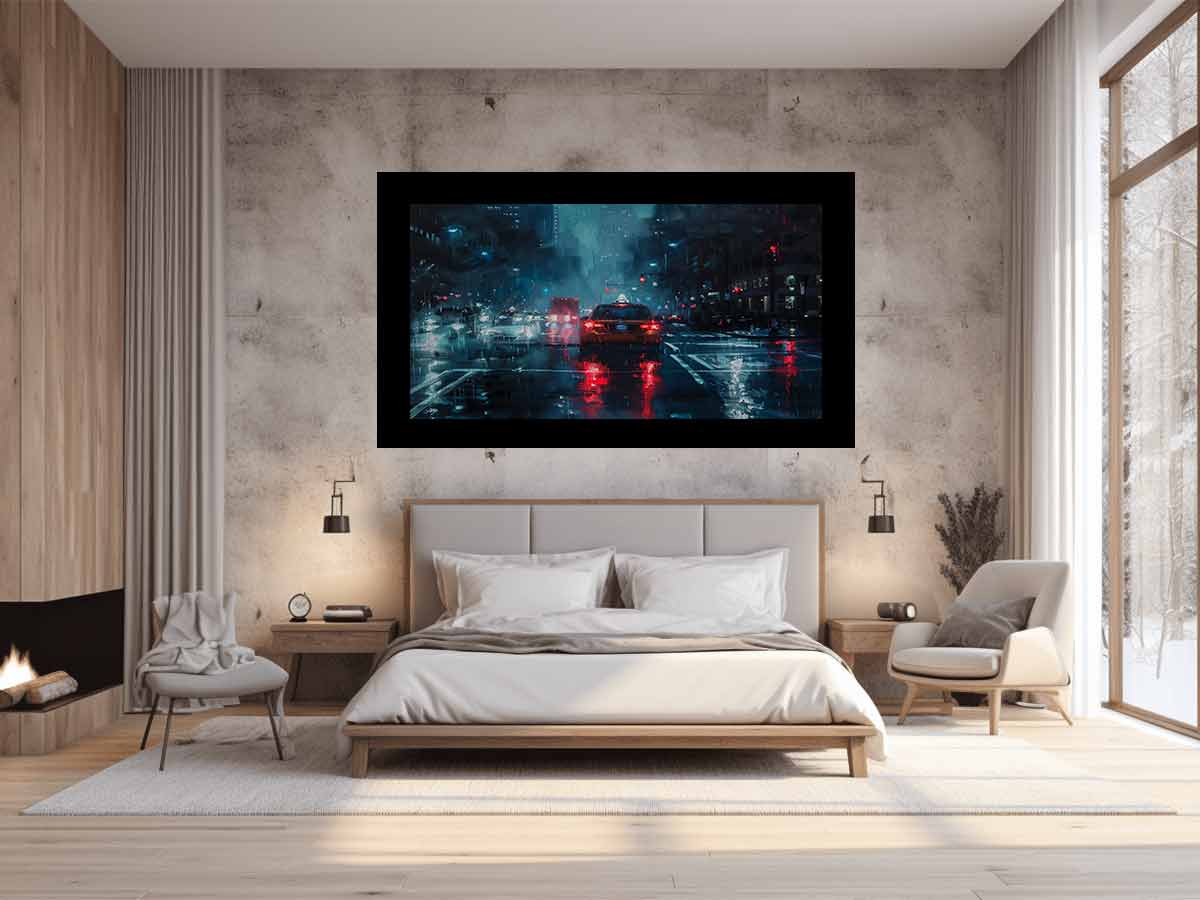 Rain Drive   Canvas Painting Art Print-1